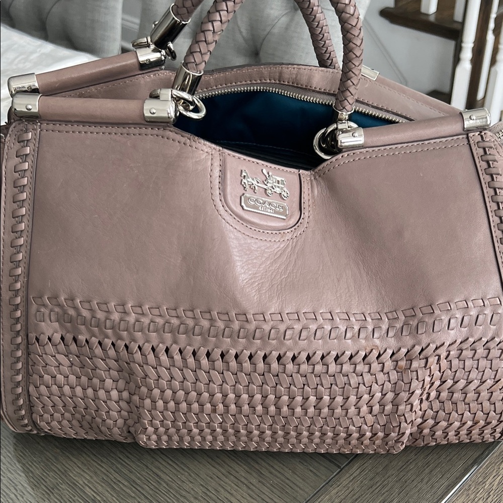 Coach Mauve Woven Leather Satchel